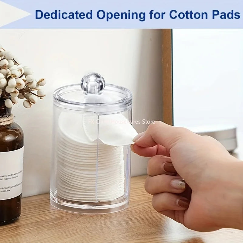 1/2 Pcs Makeup Organizer Round Clear Acrylic Makeup Organizer Makeup Cotton Pad Swab Holder Cotton Pad Organizer Box Makeup Pads